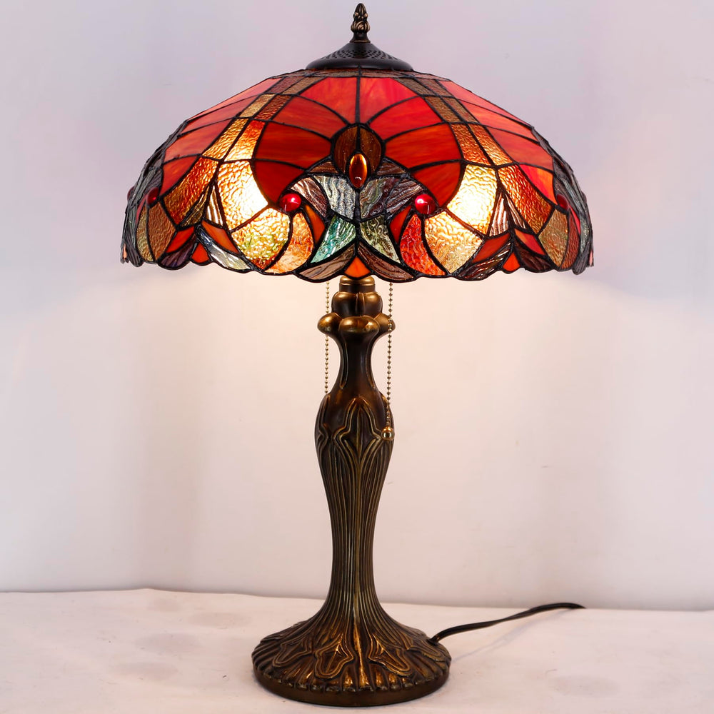 Tiffany Table Lamp – Red Stained Glass, 16x24 Inch