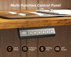 L-Shaped Electric Standing Desk 59 Inch with Monitor Shelf & Power Outlets