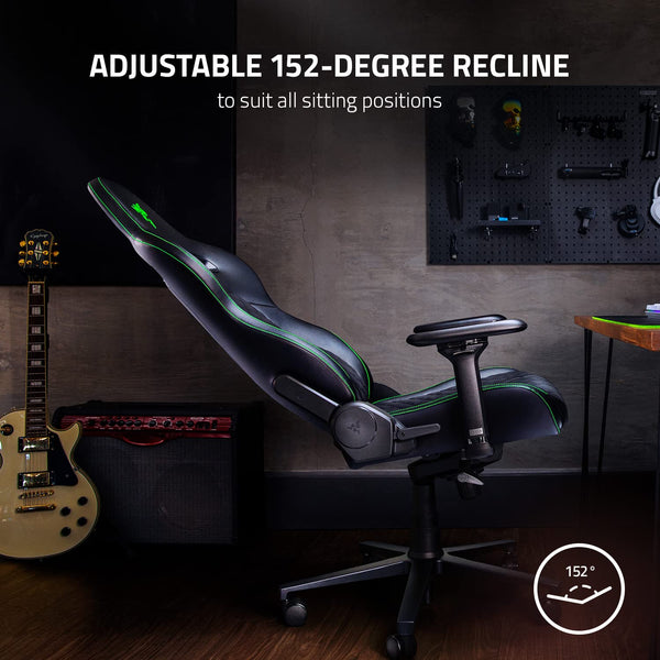 Gaming Chair with Built-In Lumbar Arch & 152° Recline