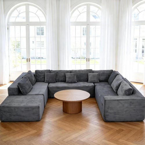 U-Shaped Sectional Sofa 8-Seater Modular Boneless Couch