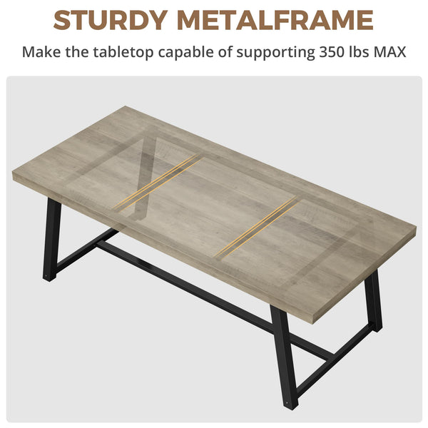 7-Piece Dining Table Set with 6 Upholstered Chairs