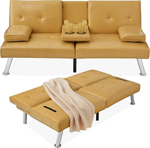 Convertible Futon Sofa Bed with Removable Armrests