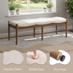Upholstered Ottoman Bench with Wood Legs