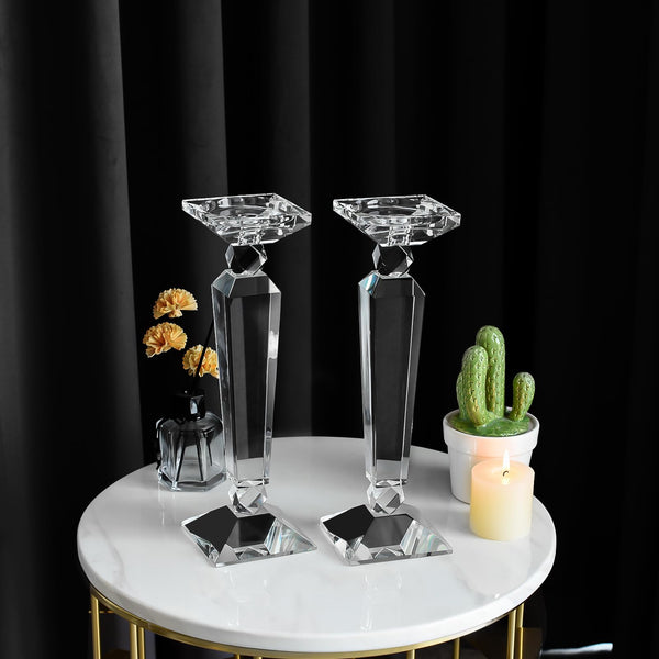 K9 Crystal Candle Holders Set of 2 — Taper & Pillar Candlestick Holders