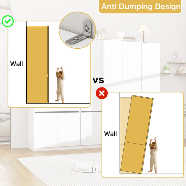 White Wardrobe Closet with Doors & Hanging Rod