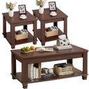 Farmhouse Coffee Table Set of 3 with Open Shelf