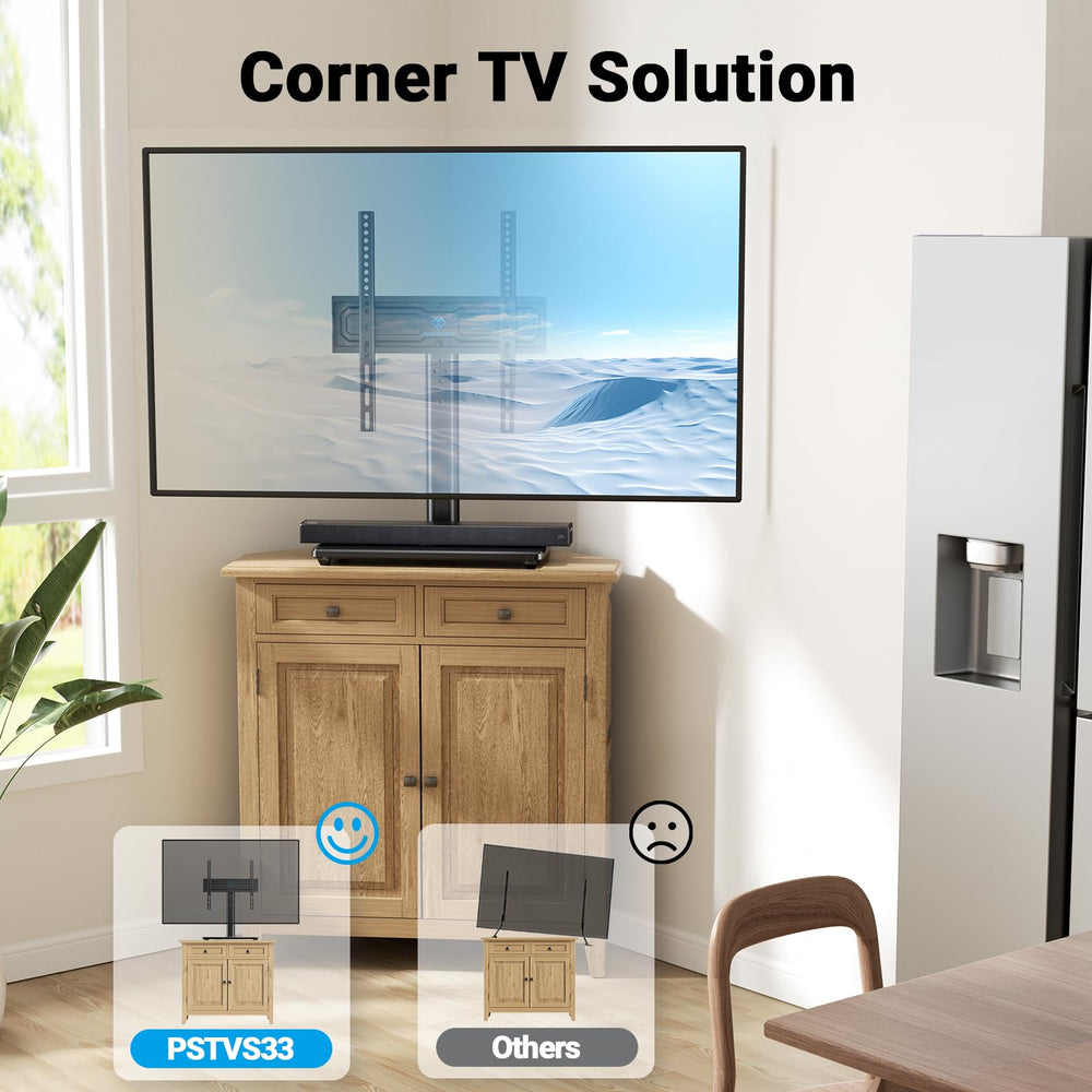 Universal Swivel TV Stand with Tempered Glass Base