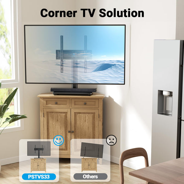 Universal Swivel TV Stand with Tempered Glass Base