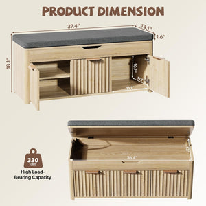 Lift Top Shoe Storage Bench with Cushioned Seat