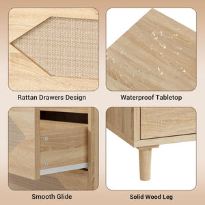 3-Drawer Rattan Dresser