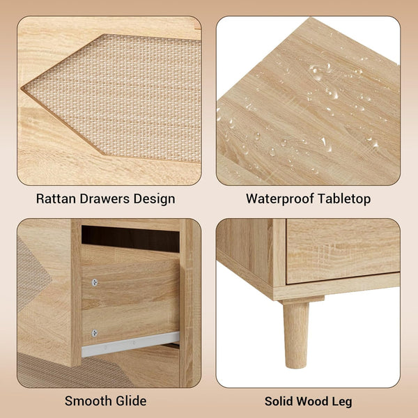 3-Drawer Rattan Dresser
