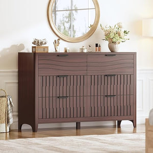 Fluted Dresser with 5 or 6 Drawers – Modern Wood Chest for Bedroom