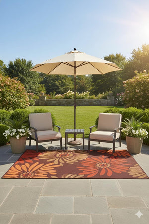 Reversible Outdoor Plastic Rug – Daisy Rust 6' x 9'
