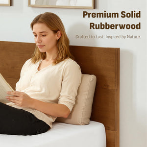 Japanese Joinery Solid Wood Bed Frame with Headboard