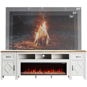 Fireplace TV Stand with 50" Electric Fireplace & Storage Cabinets