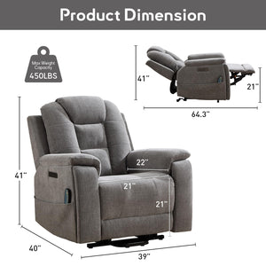 3-Motor Power Lift Recliner Chair with Massage, Heat & Lay Flat
