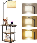 Floor Lamp with Side Table & Charging Station – 3-Color LED
