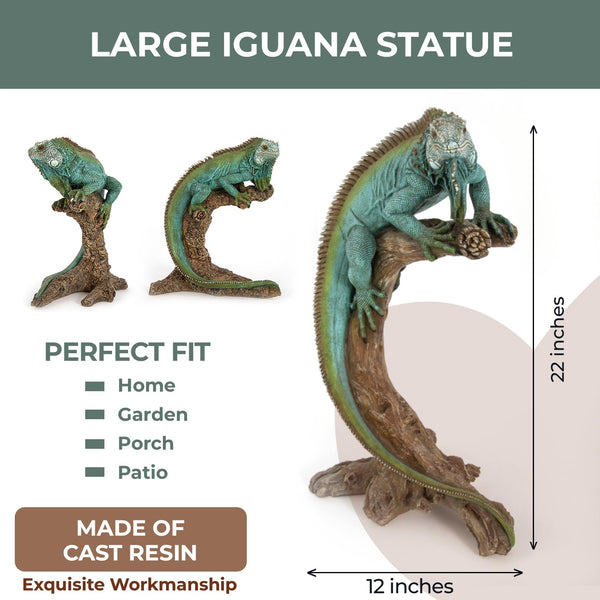 Large Iguana Garden Statue – 22" Tropical Lizard Sculpture