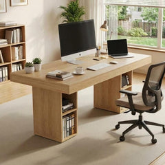 Executive Desk with Cabinet Storage & Metal Frame