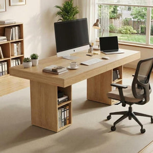 Executive Desk with Cabinet Storage & Metal Frame