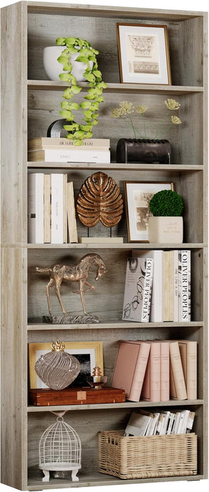 6-Tier Bookcase with Display Storage Shelves, 70" Tall
