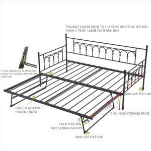 Twin Metal Daybed with Pop-Up Trundle