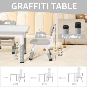 Height Adjustable Kids Table and 4 Chairs Set