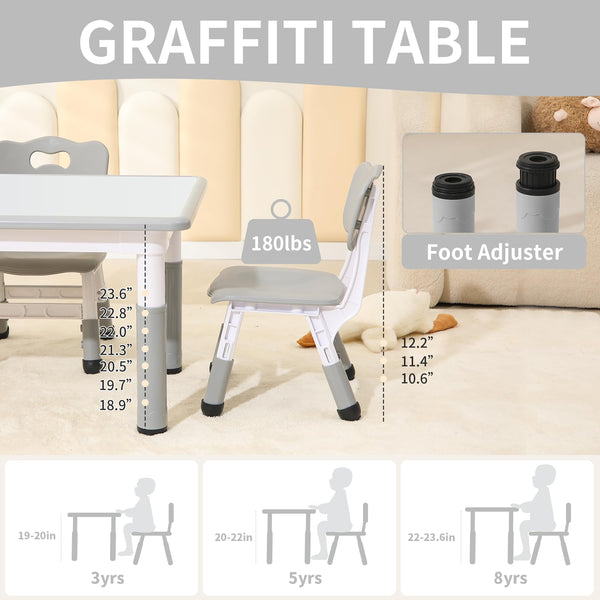 Height Adjustable Kids Table and 4 Chairs Set