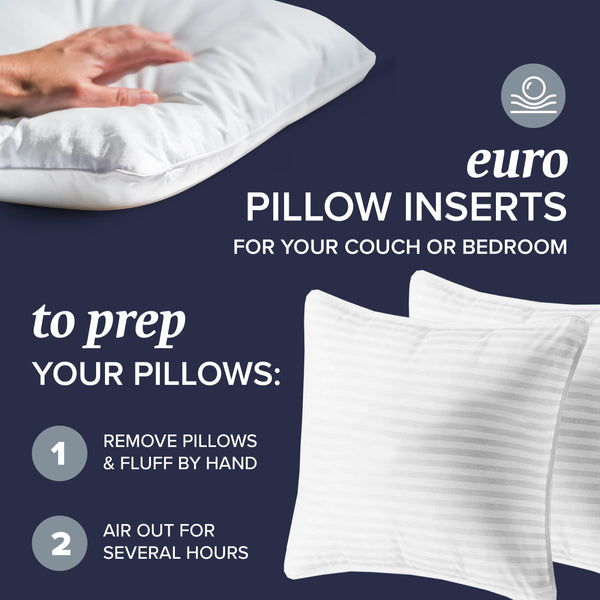 Euro Pillow Inserts Set of 2 – Down Alternative Throw Pillow Inserts