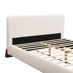 King Boucle Upholstered Bed Frame with Headboard