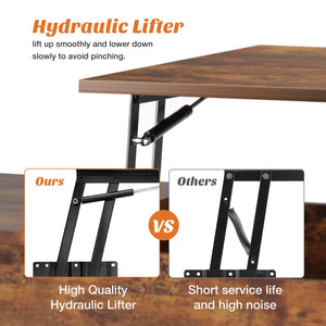 Lift Top Coffee Table with Storage and Hidden Compartment