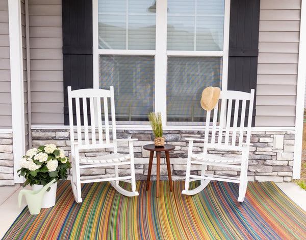 Outdoor Recycled Plastic Area Rug - Mix Rainbow 6 ft x 9 ft