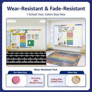 Abstract Classroom Rug 7'6" x 13'1" – Nylon, Non-Slip, Fade-Resistant