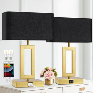 Touch Control Dimmable Table Lamps Set of 2 with USB Ports
