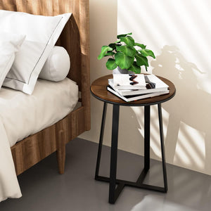 Round End Table with Metal Frame