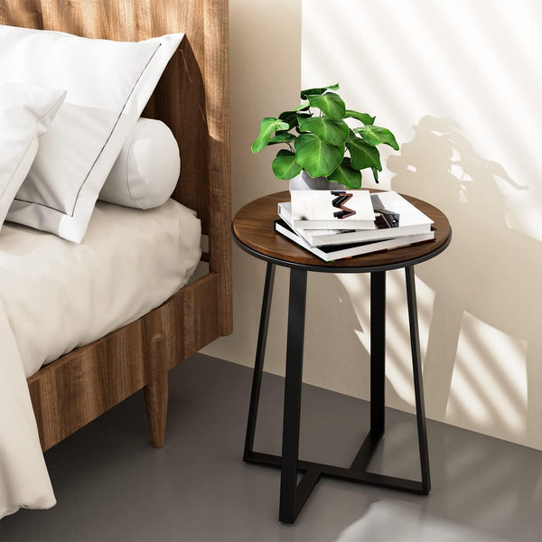 Round End Table with Metal Frame