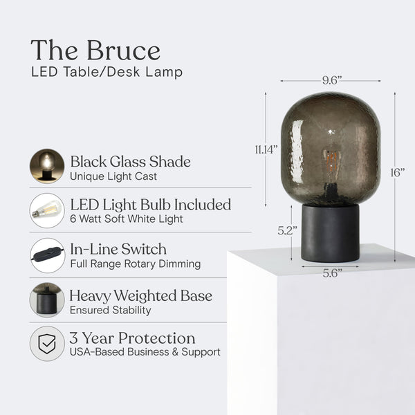 Cement Base LED Desk Lamp with Tinted Glass Shade