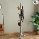 Solid Wood Coat Rack Stand with 9 Hooks & Adjustable Height