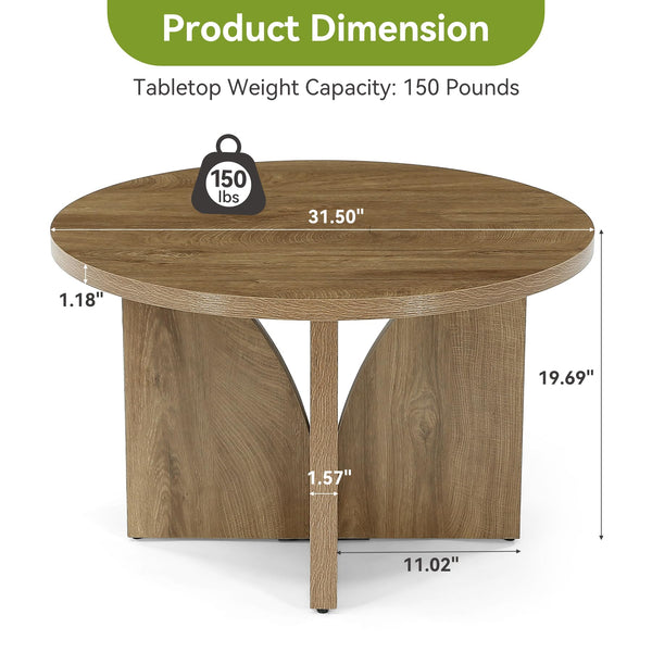 Round Coffee Table, 31.5" – Brown