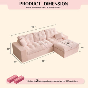 Modular L-Shaped Sectional Sofa with Ottoman – Corduroy Deep Seat, 102"
