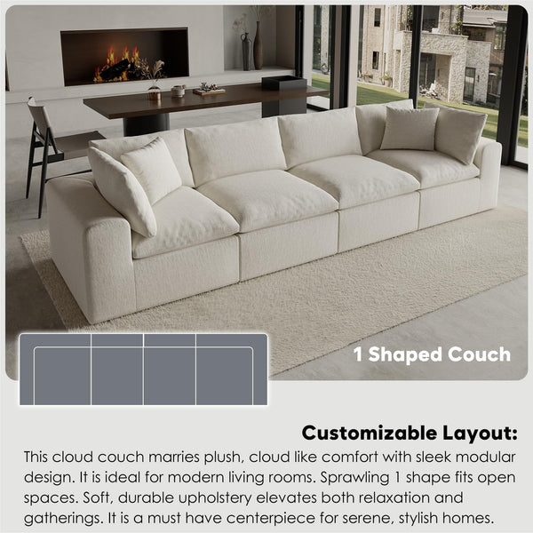 130" Oversized L-Shaped Modular Sectional Sofa