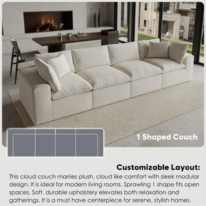 130" L-Shaped Modular Sectional Sofa – Deep Seat, Sleeper, White