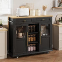 Rolling Kitchen Island with Storage, Drop Leaf & Towel Rack