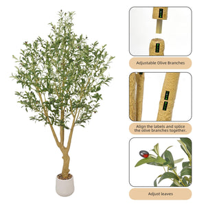 7 ft Artificial Olive Tree with Faux Olives