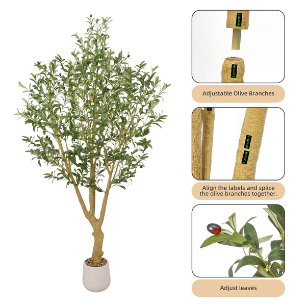 7 ft Artificial Olive Tree with Faux Olives