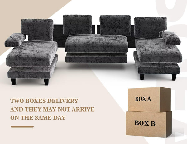 U-Shaped Sectional Sofa 111 Inch with Double Chaise