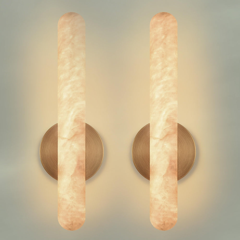 Alabaster Wall Sconce with Solid Brass Frame