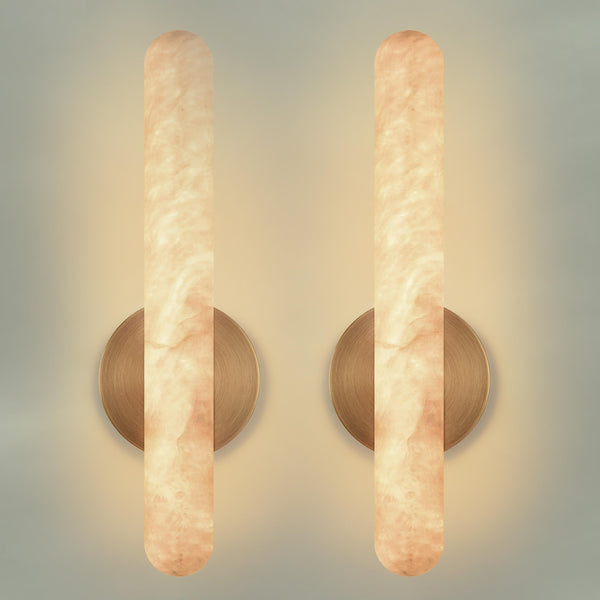 Alabaster Wall Sconce with Solid Brass Frame