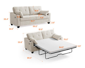 2-in-1 Pull Out Sleeper Sofa Bed with Memory Foam Mattress