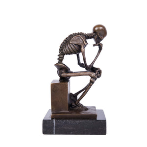 Bronze Skeleton Thinker Statue